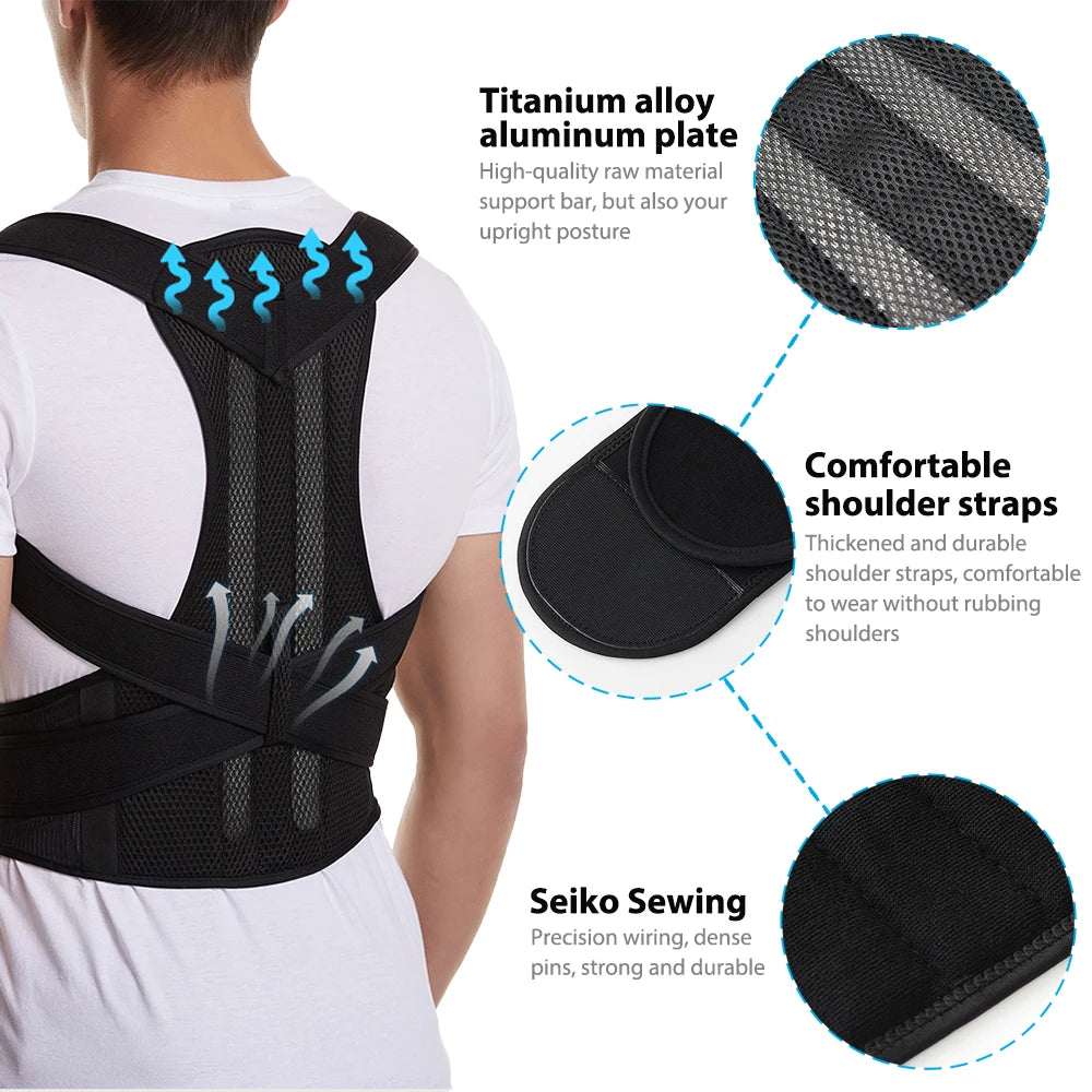 Adjustable Back Brace & Posture Corrector – Lumbar Support for Men & Women”