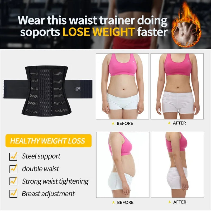 Waist Trainer Body Shaper – Slimming Sheath Flat Belly Corset Belt for Women